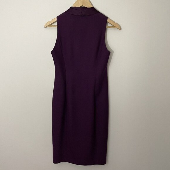 Elie Tahari Sonya Dress Sz 2 Eggplant Purple Wool Silk Fitted Cowl Neck $448 NWT - Picture 8 of 16